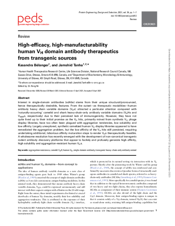 (PDF) High-efficacy, high-manufacturability human VH domain antibody ...