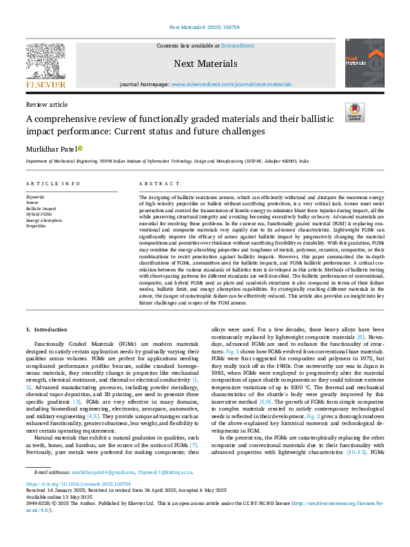 (PDF) A comprehensive review of functionally graded materials and their ...