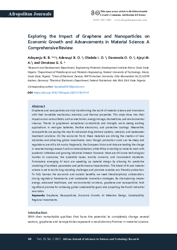 (PDF) Exploring the Impact of Graphene and Nanoparticles on Economic ...
