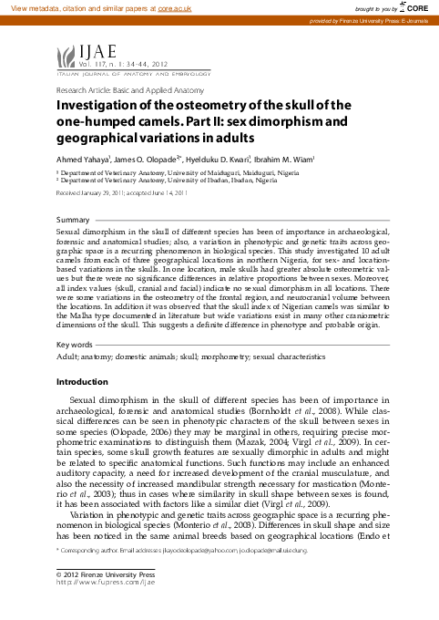 (PDF) Investigation of the osteometry of the skull of the one-humped ...