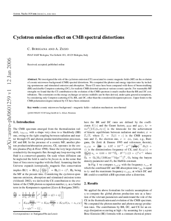 (PDF) Cyclotron emission effect on CMB spectral distortions
