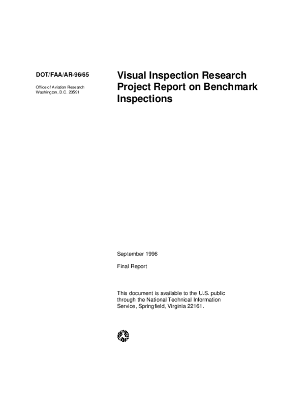 (PDF) Visual Inspection Research Project Report on Benchmark Inspections