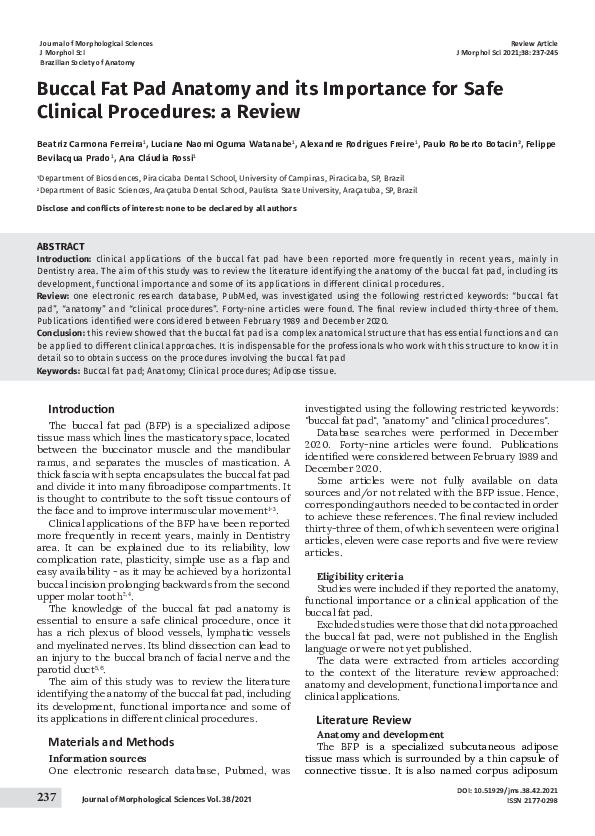 (PDF) Buccal Fat Pad Anatomy and its Importanc…