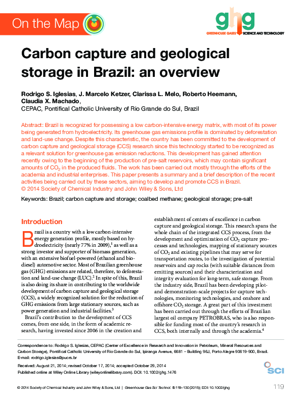 (PDF) Carbon capture and geological storage in Brazil: an overview