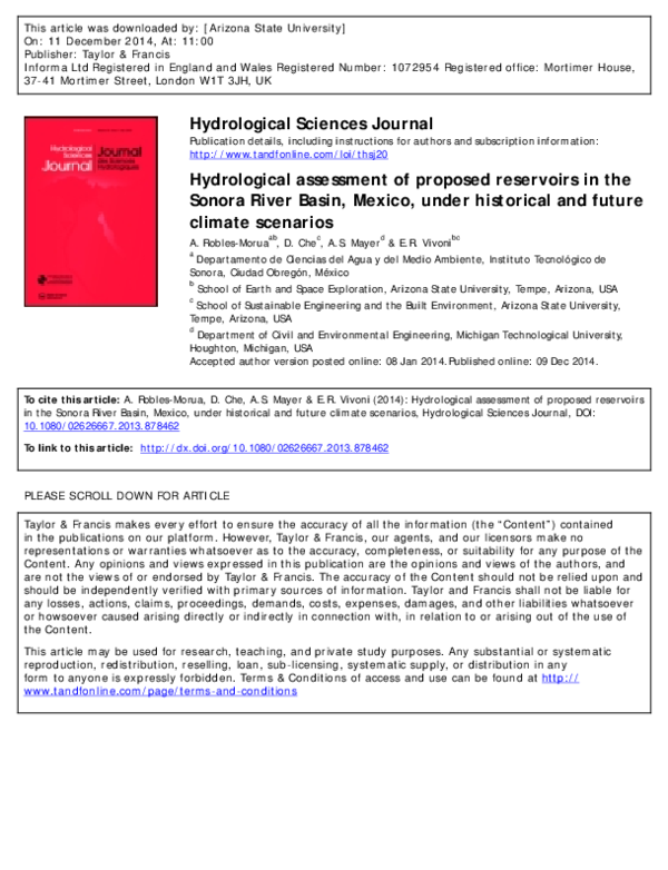 (PDF) Hydrological assessment of proposed reservoirs in the Sonora ...
