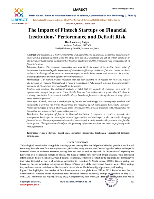 (PDF) The Impact of Fintech Startups on Financial Institutions ...