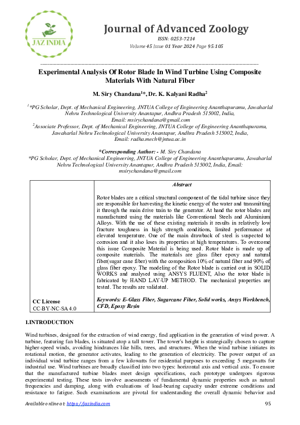 (PDF) Experimental Analysis Of Rotor Blade In Wind Turbine Using ...