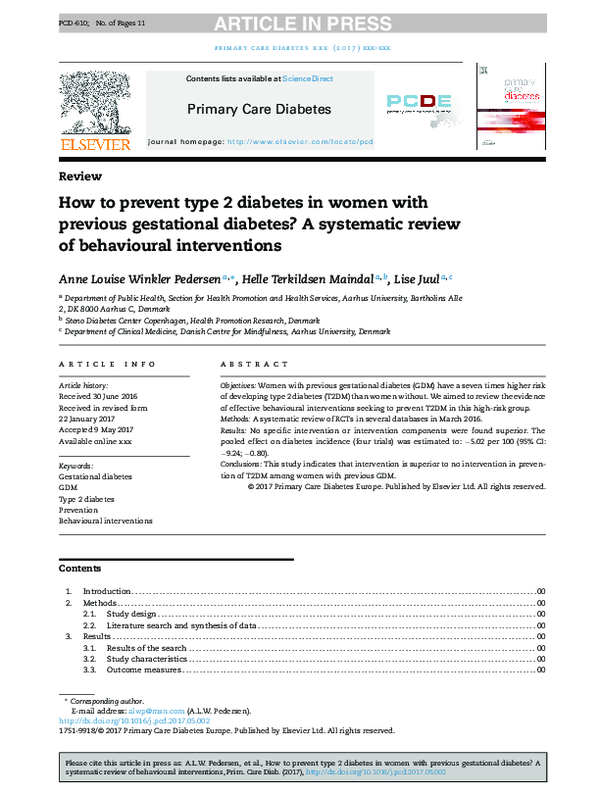 (PDF) How to prevent type 2 diabetes in women with previous gestational ...