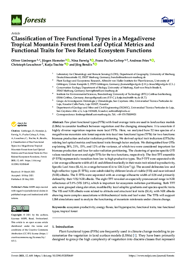 (PDF) Classification of Tree Functional Types in a Megadiverse Tropical ...