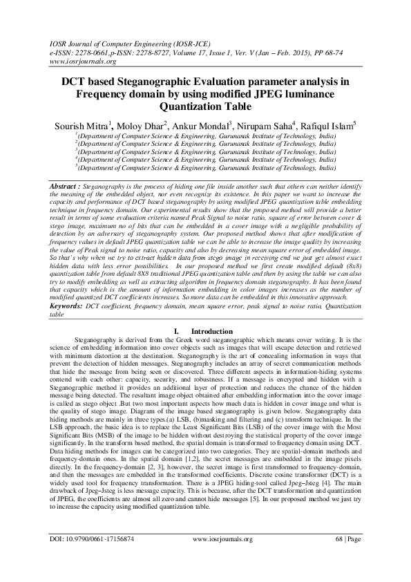 (PDF) DCT based Steganographic Evaluation parameter analysis in ...