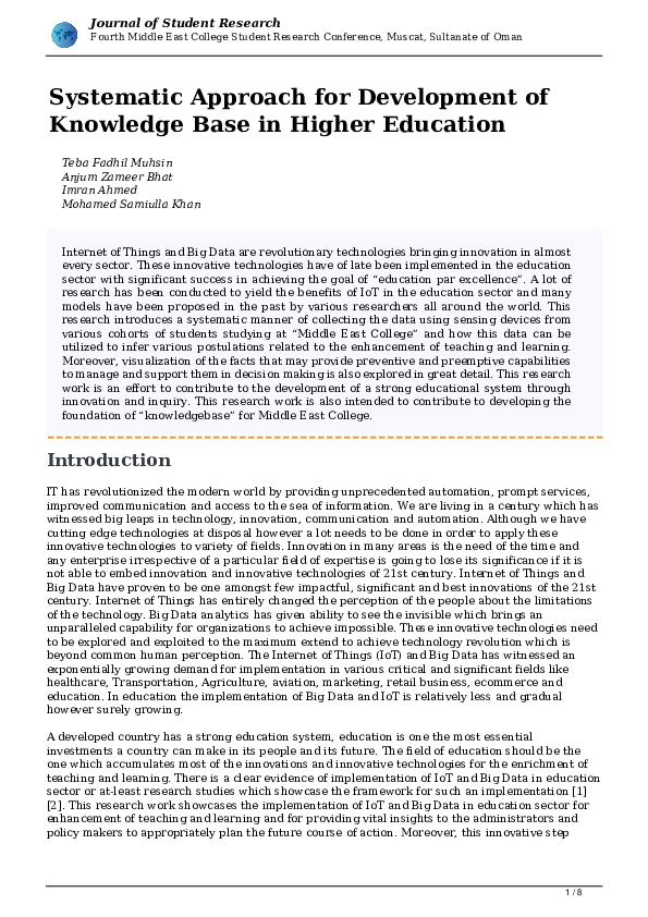 (PDF) Systematic Approach for Development of Knowledge Base in Higher ...