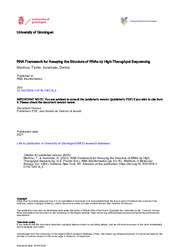 (PDF) RNA Framework for Assaying the Structure of RNAs by High ...