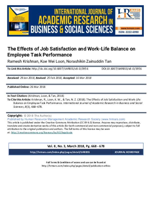 (PDF) The Effects of Job Satisfaction and Work-Life Balance on Employee ...