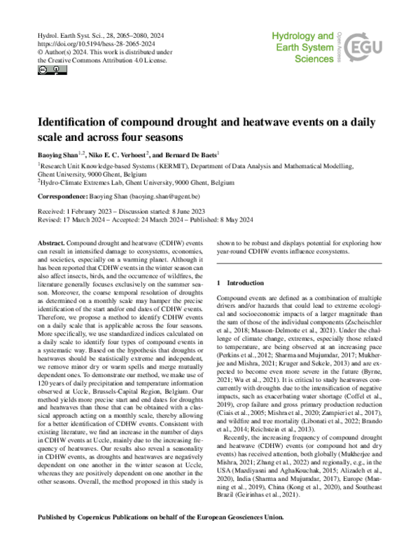 (PDF) Identification of compound drought and heatwave events on a daily ...