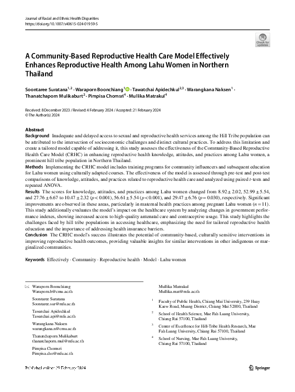 (PDF) A Community-Based Reproductive Health Care Model Effectively ...
