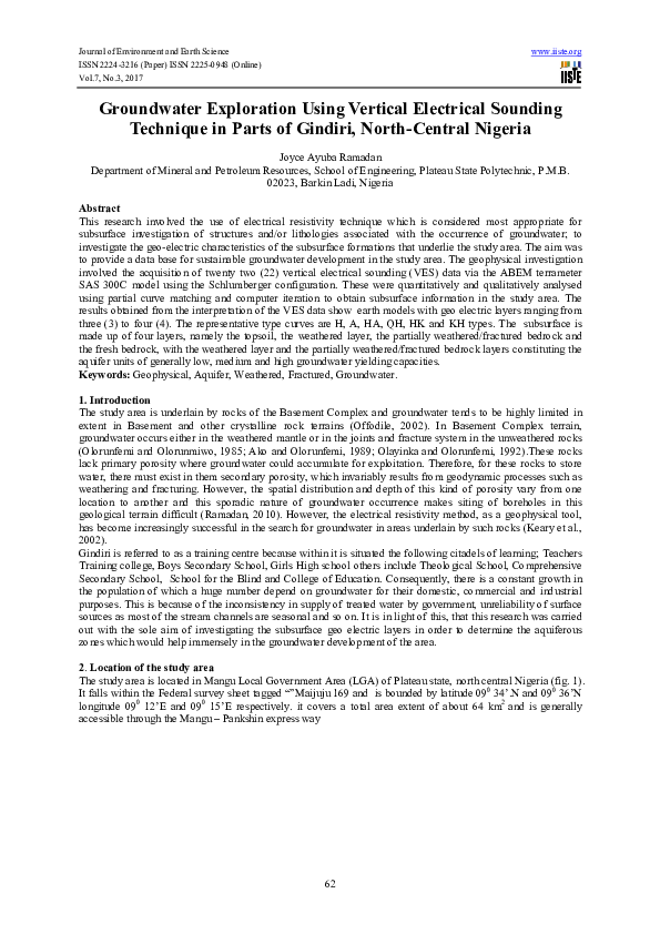 (PDF) Groundwater Exploration Using Vertical Electrical Sounding ...