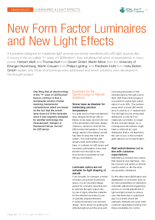 (PDF) New Form Factor Luminaires and New Light Effects