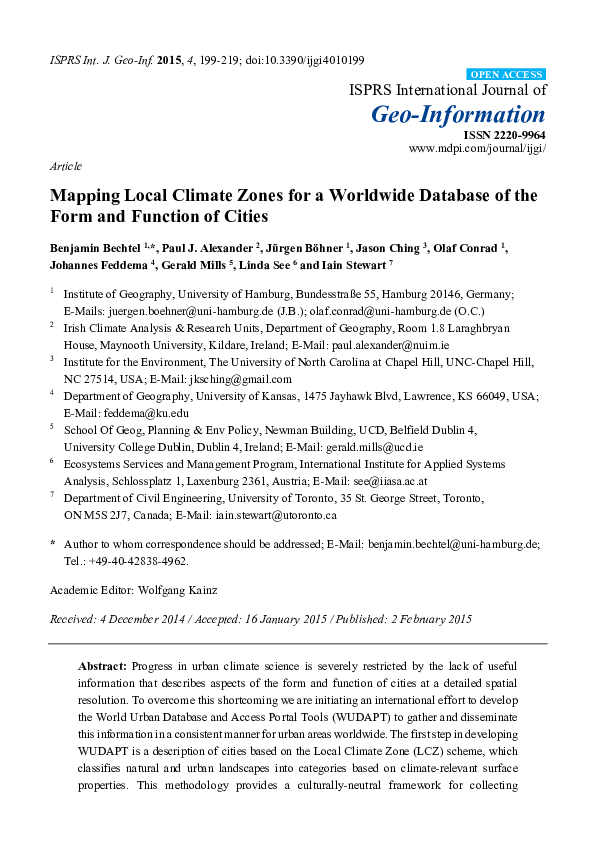 (PDF) Mapping Local Climate Zones for a Worldwide Database of the Form ...