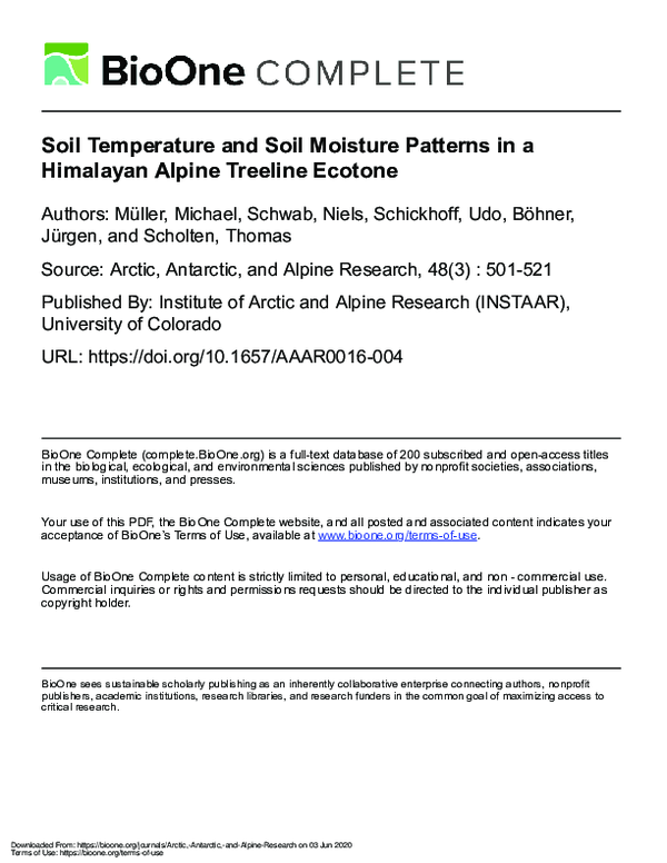 (PDF) Soil Temperature and Soil Moisture Patterns in a Himalayan Alpine ...