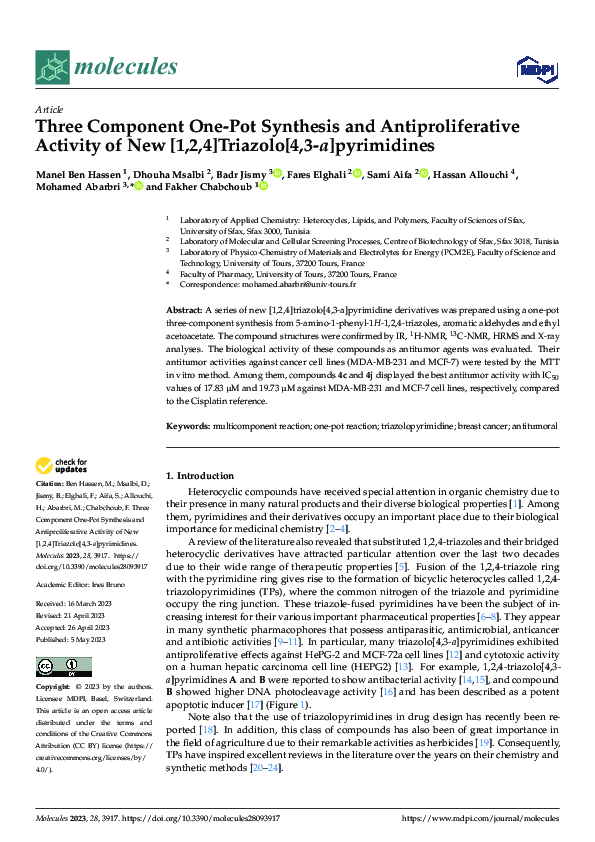 (PDF) Three Component One-Pot Synthesis and Antiproliferative Activity ...