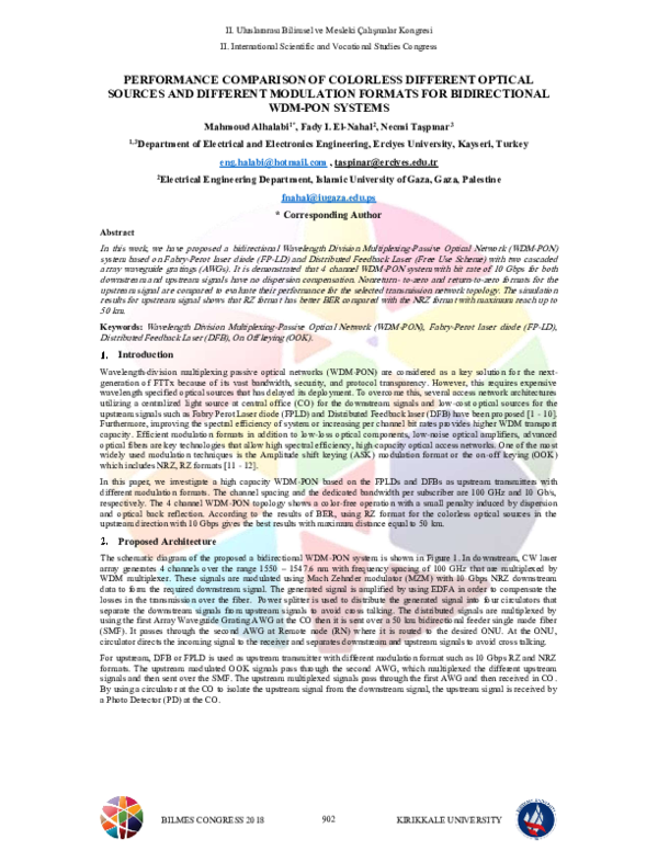 (PDF) PERFORMANCE COMPARISON OF COLORLESS DIFFERENT OPTICAL SOURCES AND ...