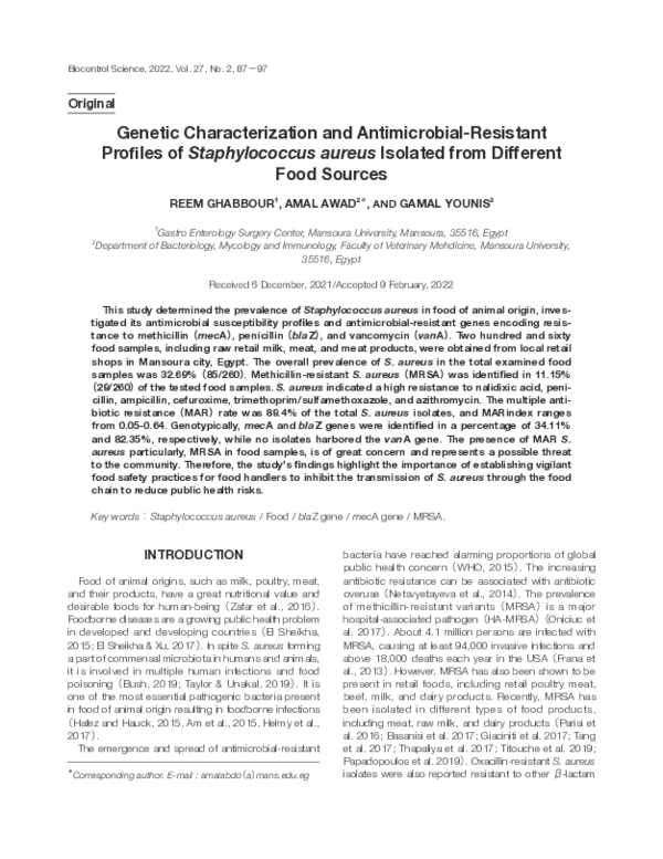 (PDF) Genetic Characterization and Antimicrobial-Resistant Profiles of ...