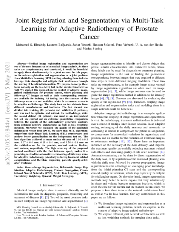 (PDF) Joint Registration and Segmentation via Multi-Task Learning for ...