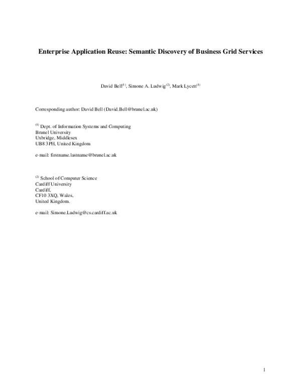 (PDF) Enterprise application reuse: Semantic discovery of business grid ...