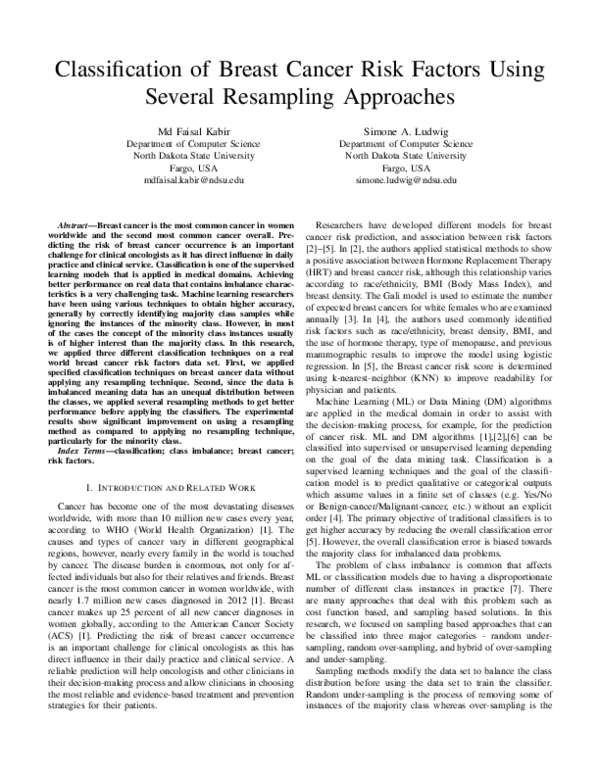 (PDF) Classification of Breast Cancer Risk Factors Using Several ...