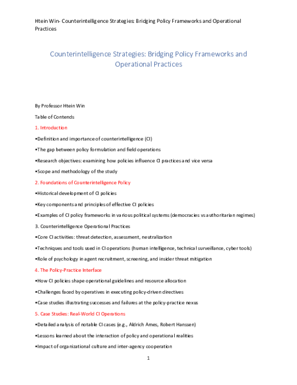 (PDF) Counterintelligence Strategies: Bridging Policy Frameworks and ...