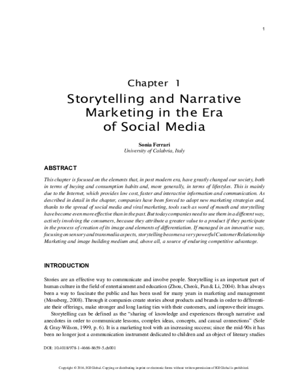 (PDF) Storytelling and Narrative Marketing in the Era of Social Media