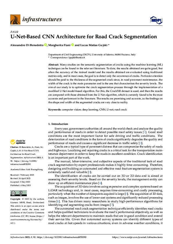 (PDF) U-Net-Based CNN Architecture for Road Crack Segmentation