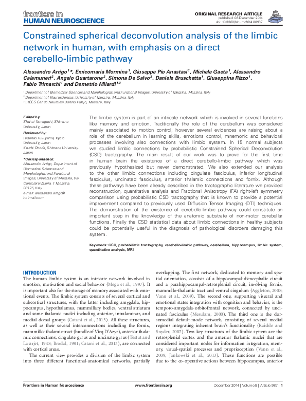 (PDF) Constrained spherical deconvolution analysis of the limbic ...