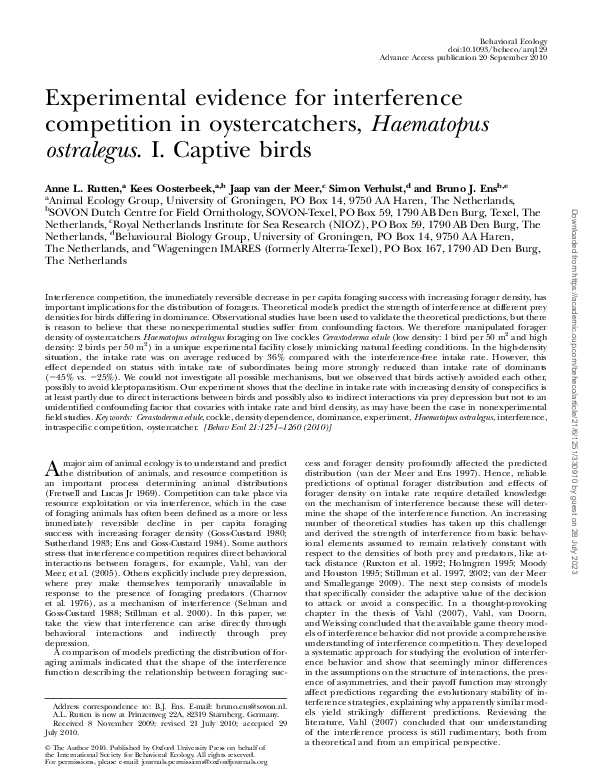 (PDF) Experimental evidence for interference competition in ...