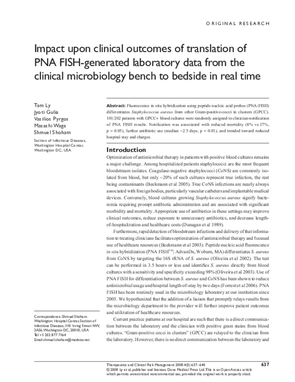 (PDF) Impact upon clinical outcomes of translation of PNA FISH ...