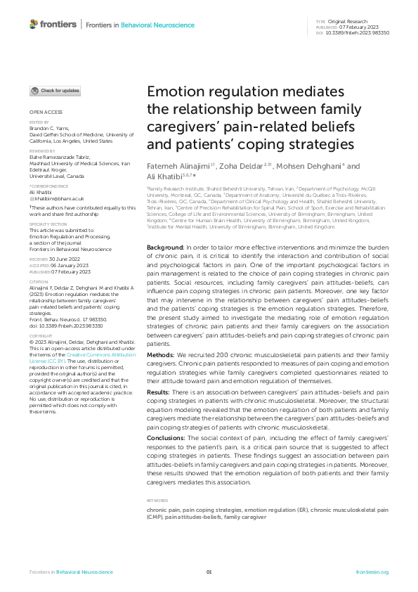 (PDF) Emotion regulation mediates the relationship between family ...