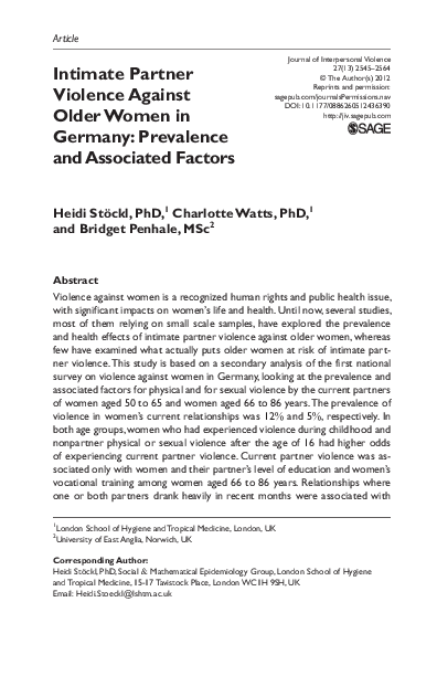 (PDF) Intimate Partner Violence against Older Women