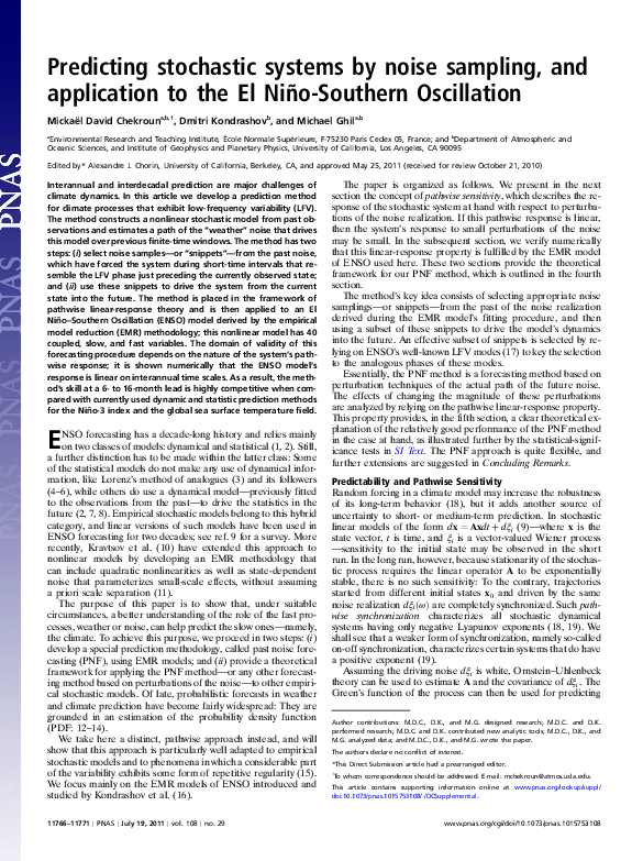 (PDF) Predicting stochastic systems by noise sampling, and application ...