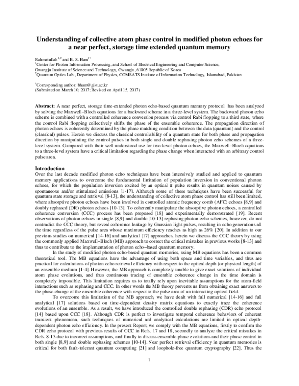 (PDF) Understanding of collective atom phase control in modified photon ...