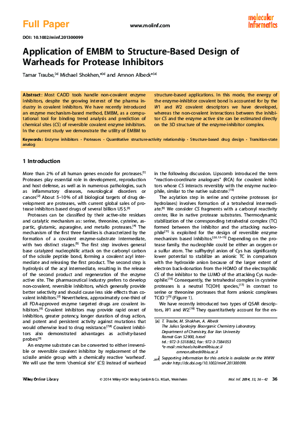 (PDF) Application of EMBM to Structure‐Based Design of Warheads for ...