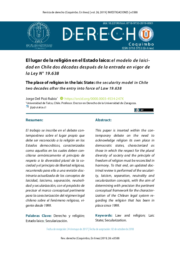 (PDF) El lugar de la religión en el Estado laico: el modelo de laicidad ...