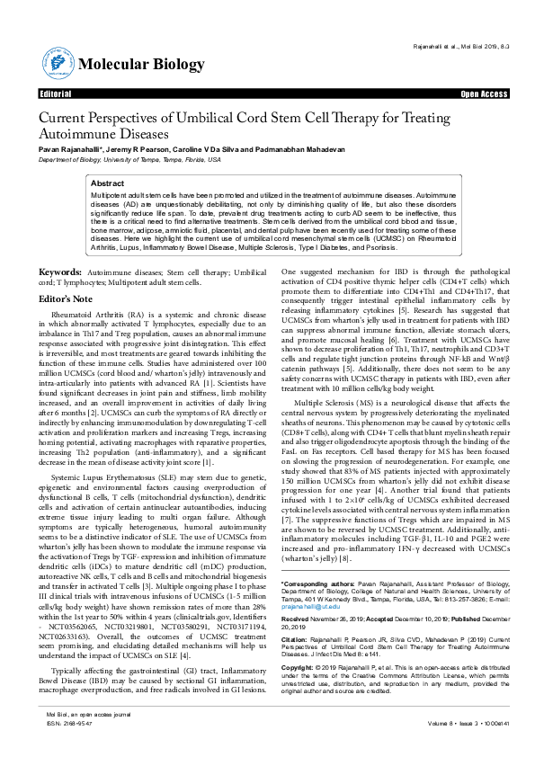 (PDF) Current Perspectives of Umbilical Cord Stem Cell Therapy for ...