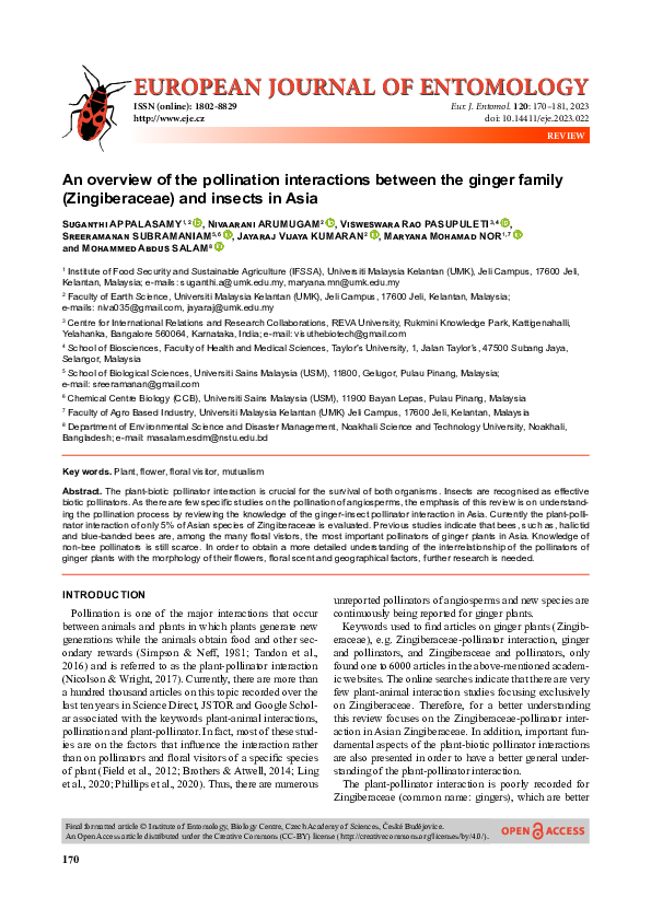 (PDF) An overview of the pollination interactions between the ginger ...