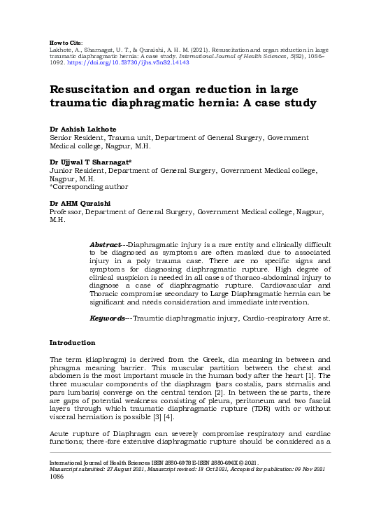 (PDF) Resuscitation and organ reduction in large traumatic ...