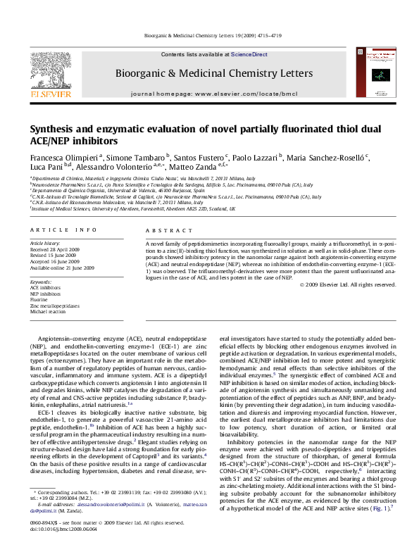 (PDF) Synthesis and enzymatic evaluation of novel partially fluorinated ...