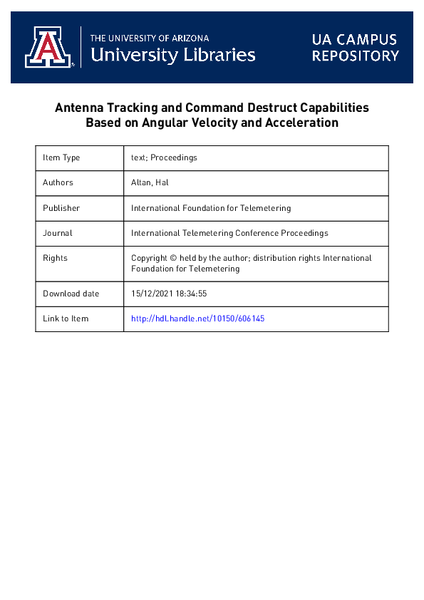 (PDF) Antenna Tracking and Command Destruct Capabilities Based on ...