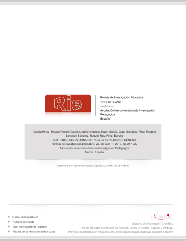 (PDF) Actitudes del alumnado hacia la igualdad de género