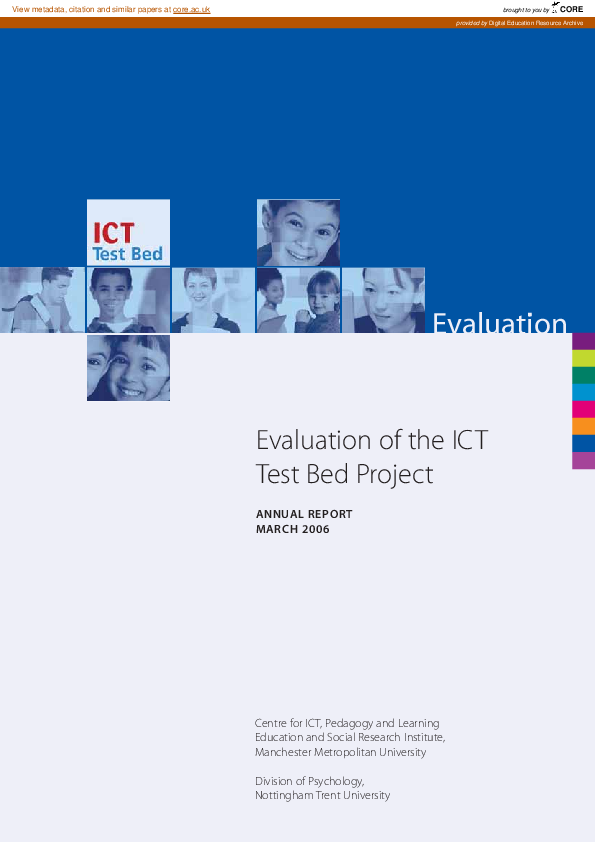 (PDF) Evaluations of the ICT Test Bed Project: annual report March 2006