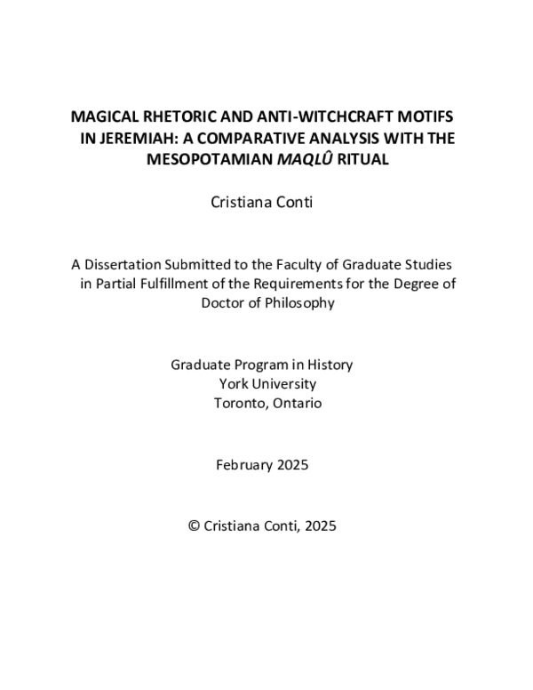(PDF) MAGICAL RHETORIC AND ANTI-WITCHCRAFT MOTIFS IN JEREMIAH: A ...