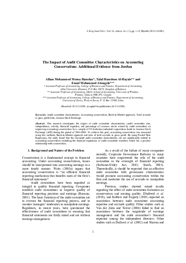 (PDF) The Impact of Audit Committee Characteristics on Accounting ...